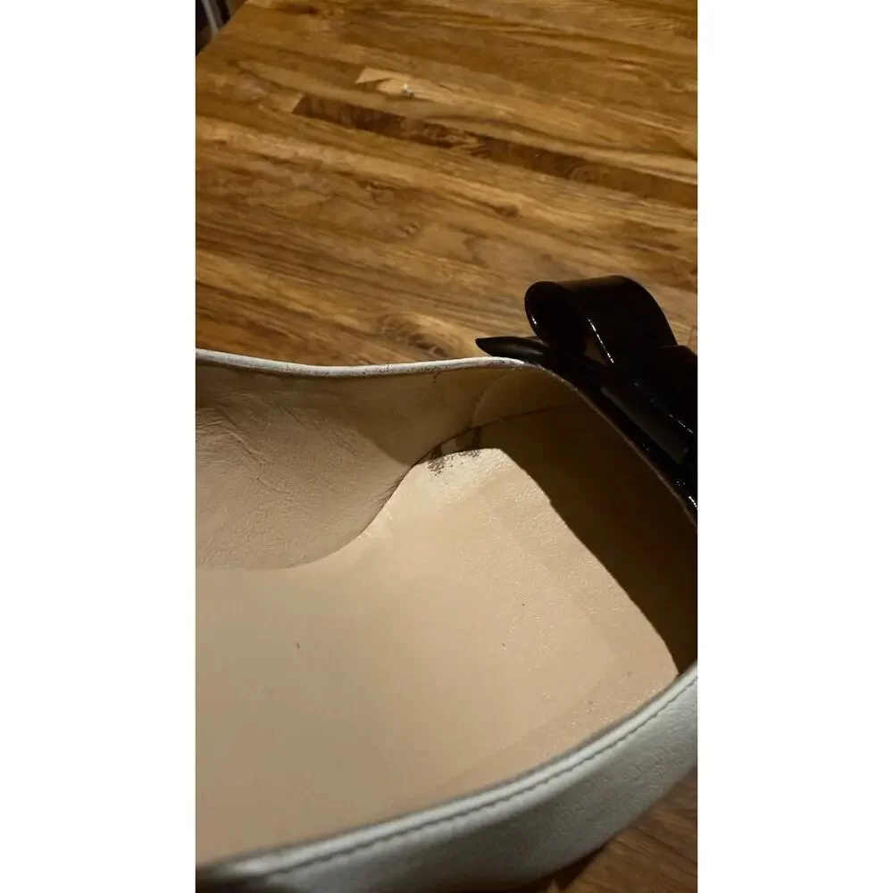 Kate Spade New York Women’s Lilian Pumps Ivory Black Toe Bow Size 5.5